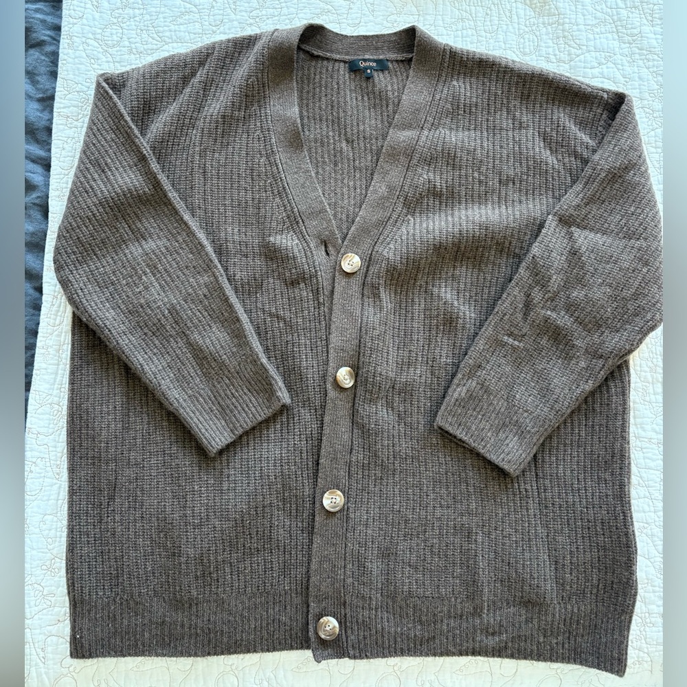 Quince Brown Boyfriend Cashmere Cardigan - Picture 4 of 7